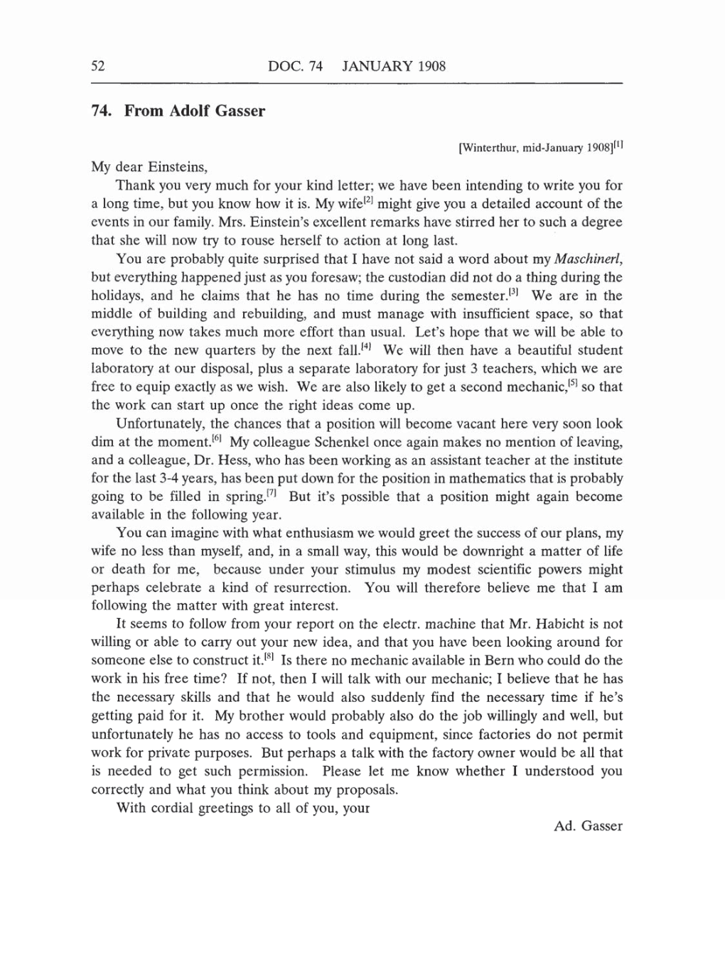 Volume 5: The Swiss Years: Correspondence, 1902-1914 (English translation supplement) page 52