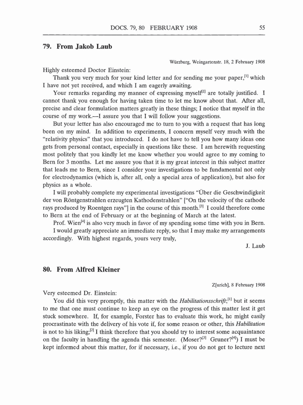 Volume 5: The Swiss Years: Correspondence, 1902-1914 (English translation supplement) page 55