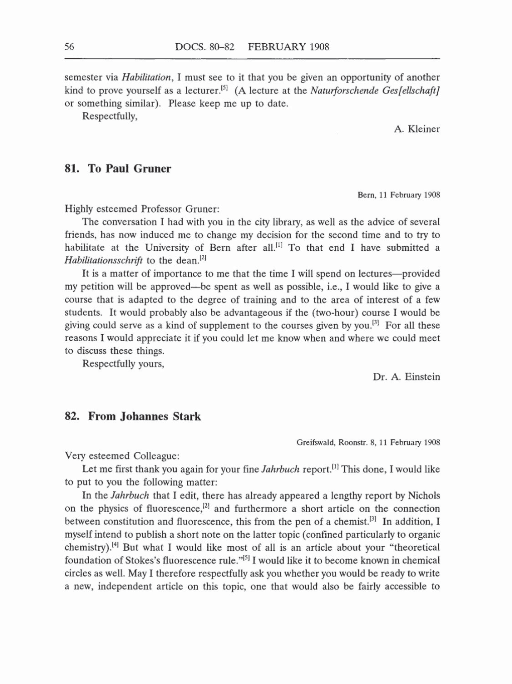 Volume 5: The Swiss Years: Correspondence, 1902-1914 (English translation supplement) page 56