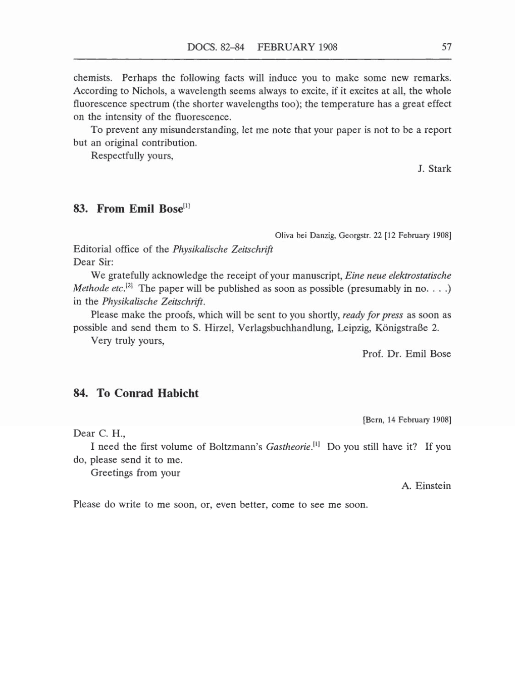 Volume 5: The Swiss Years: Correspondence, 1902-1914 (English translation supplement) page 57