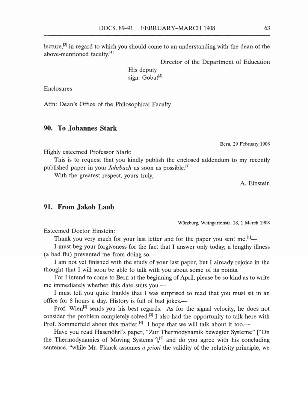 Volume 5: The Swiss Years: Correspondence, 1902-1914 (English translation supplement) page 63