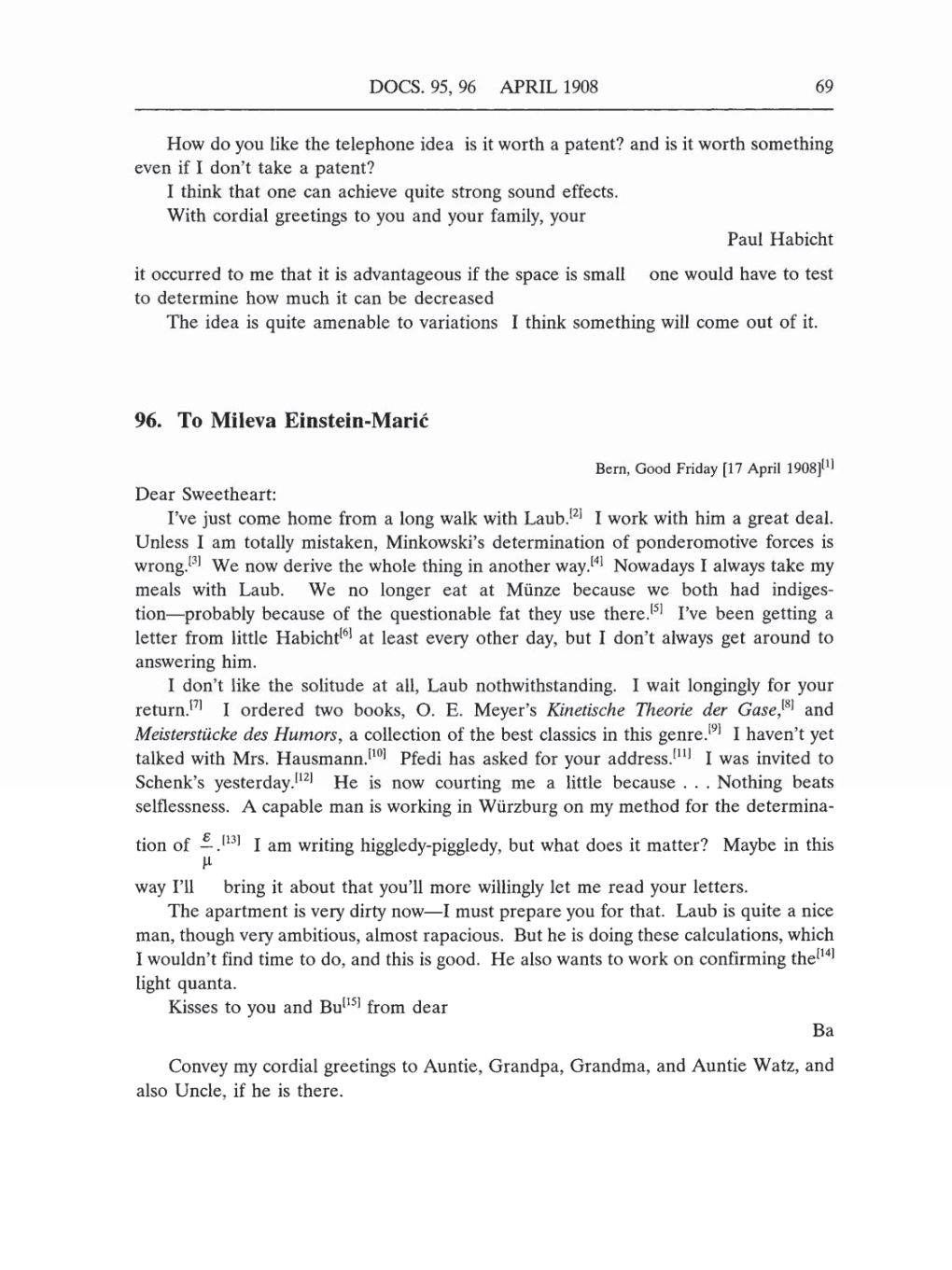 Volume 5: The Swiss Years: Correspondence, 1902-1914 (English translation supplement) page 69