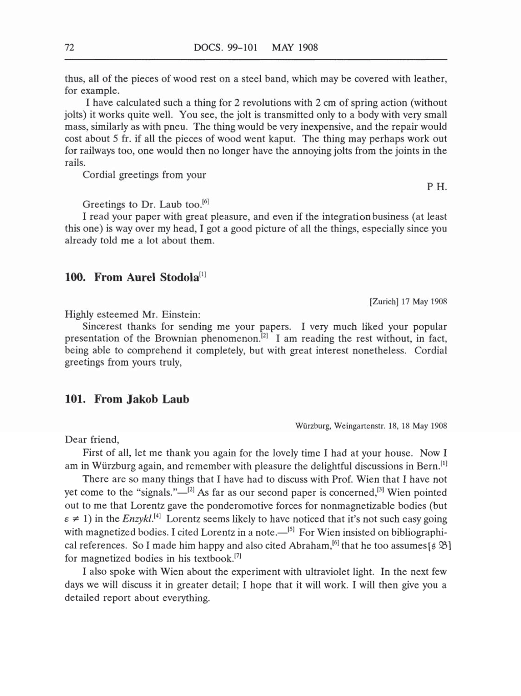 Volume 5: The Swiss Years: Correspondence, 1902-1914 (English translation supplement) page 72