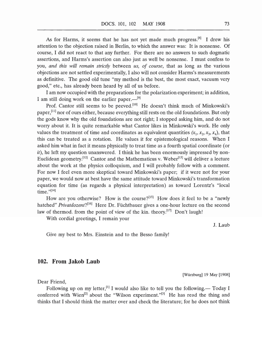 Volume 5: The Swiss Years: Correspondence, 1902-1914 (English translation supplement) page 73