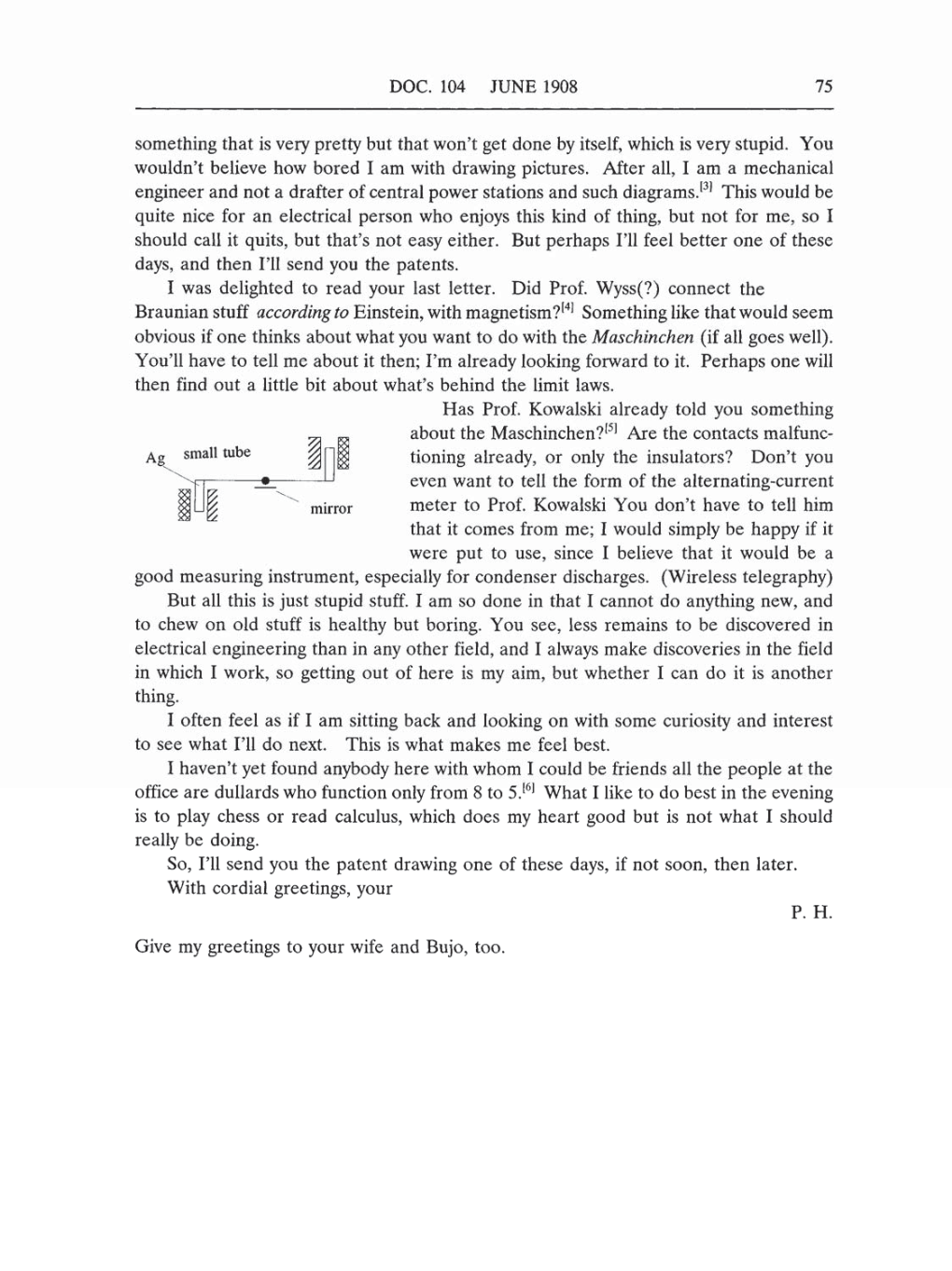 Volume 5: The Swiss Years: Correspondence, 1902-1914 (English translation supplement) page 75