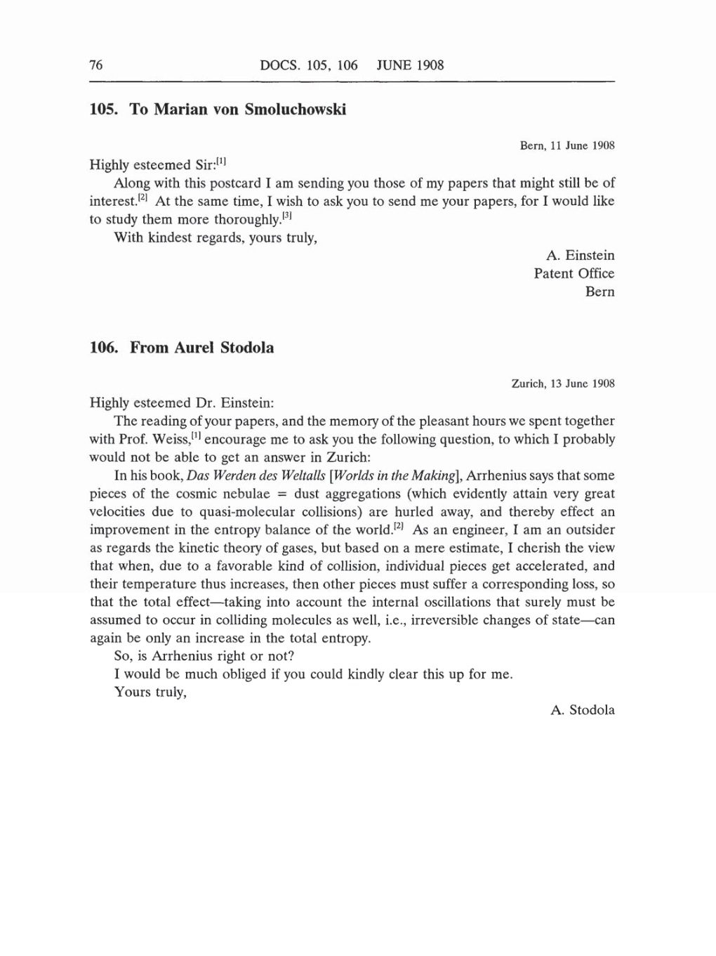 Volume 5: The Swiss Years: Correspondence, 1902-1914 (English translation supplement) page 76
