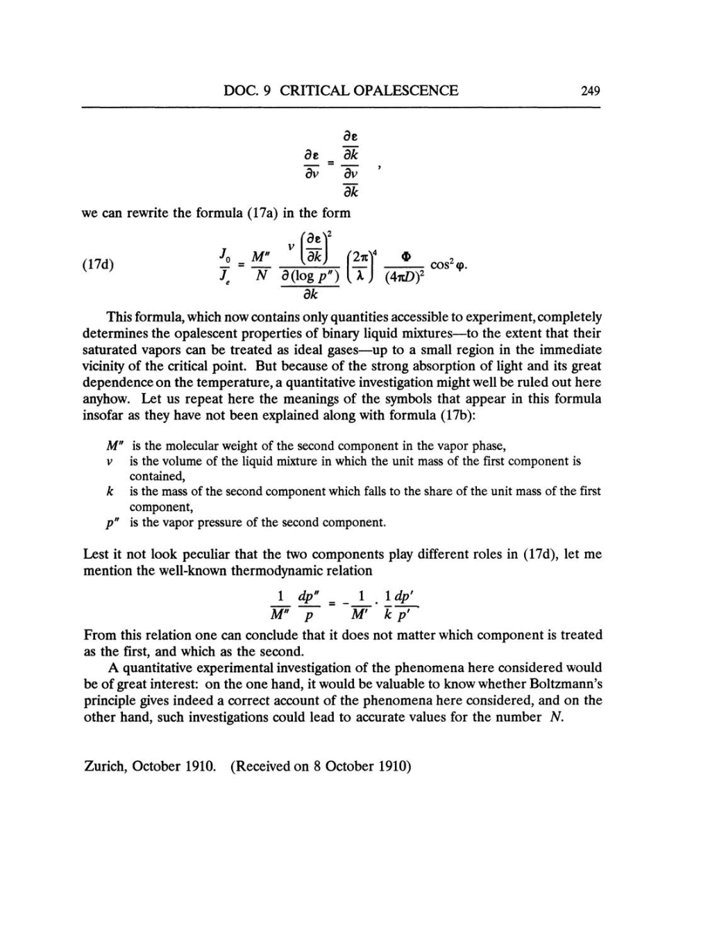 Volume 3: The Swiss Years: Writings 1909-1911 (English translation supplement) page 249