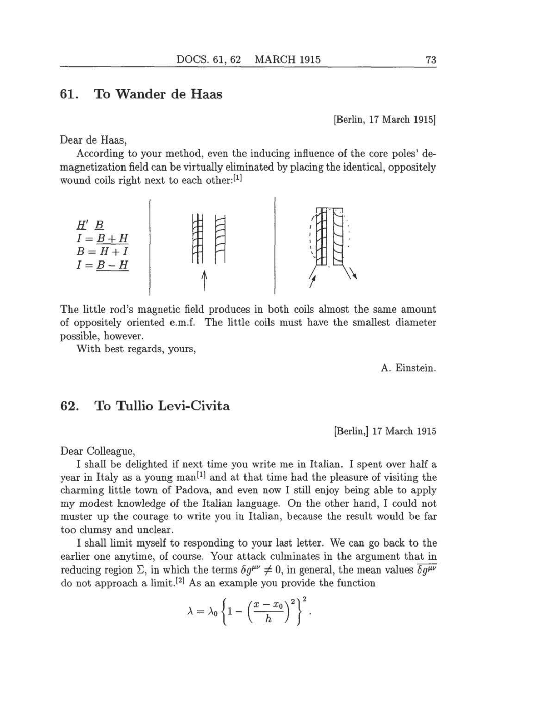 Volume 8: The Berlin Years: Correspondence, 1914-1918 (English translation supplement) page 73