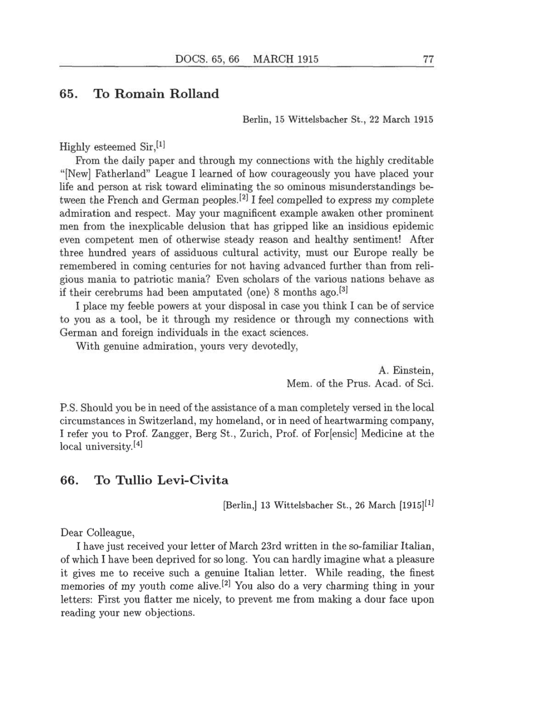 Volume 8: The Berlin Years: Correspondence, 1914-1918 (English translation supplement) page 77