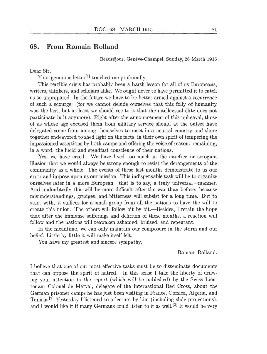 Volume 8: The Berlin Years: Correspondence, 1914-1918 (English translation supplement) page 81