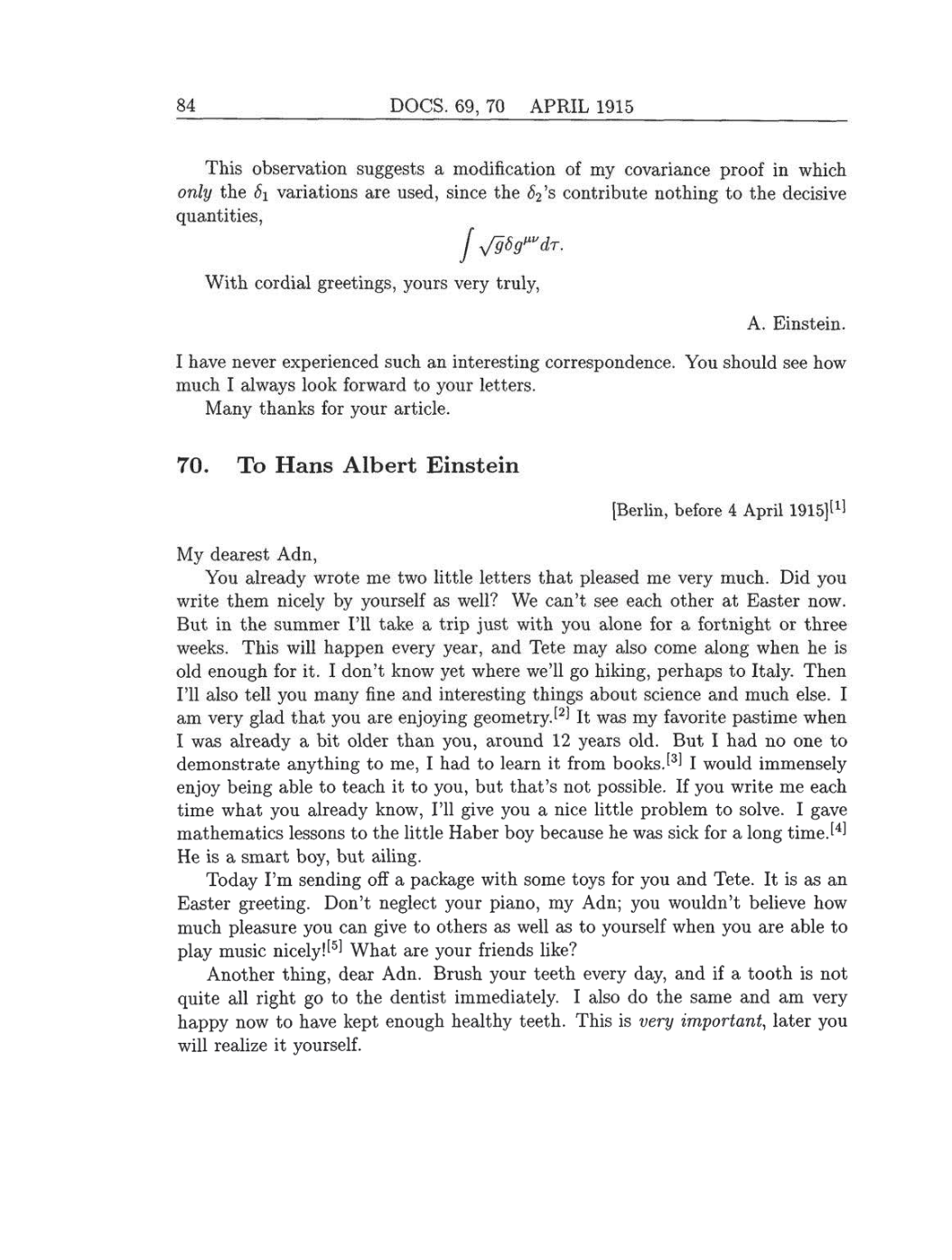 Volume 8: The Berlin Years: Correspondence, 1914-1918 (English translation supplement) page 84