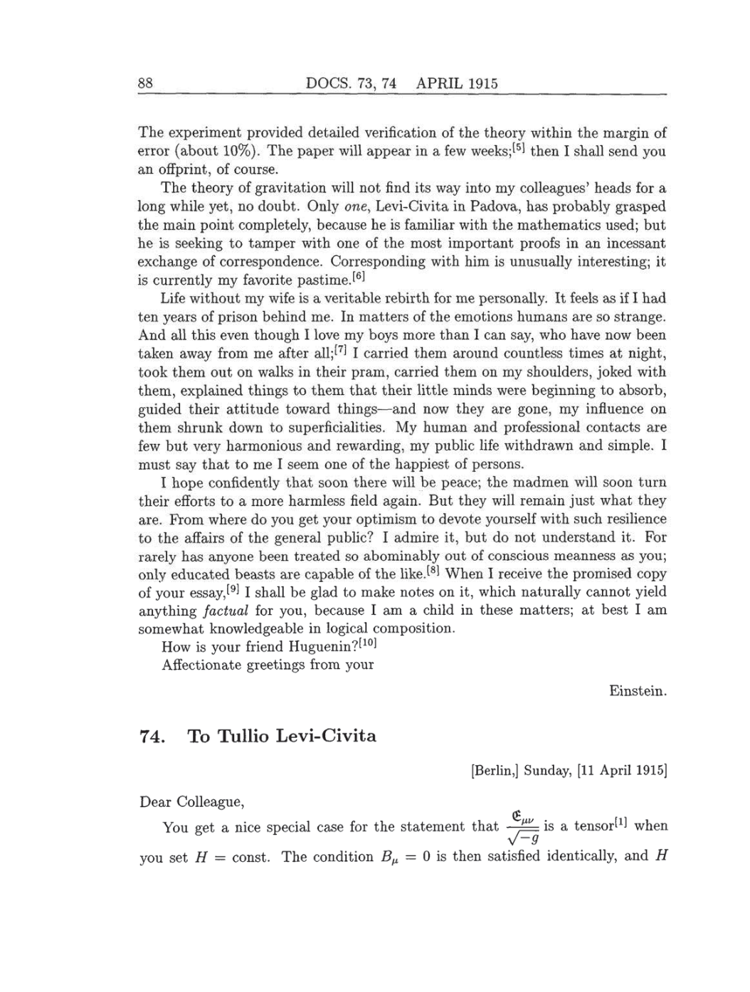 Volume 8: The Berlin Years: Correspondence, 1914-1918 (English translation supplement) page 88