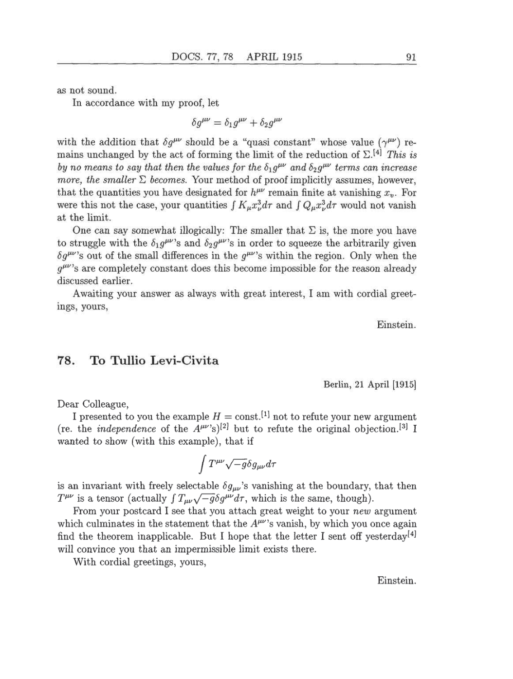 Volume 8: The Berlin Years: Correspondence, 1914-1918 (English translation supplement) page 91