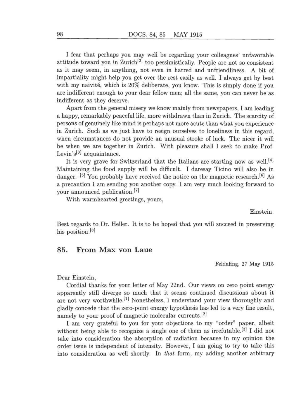 Volume 8: The Berlin Years: Correspondence, 1914-1918 (English translation supplement) page 98