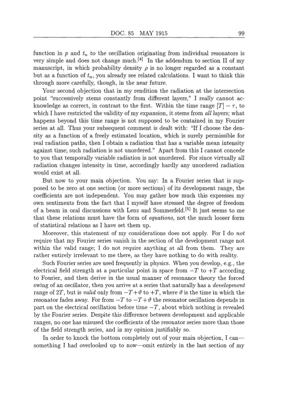 Volume 8: The Berlin Years: Correspondence, 1914-1918 (English translation supplement) page 99