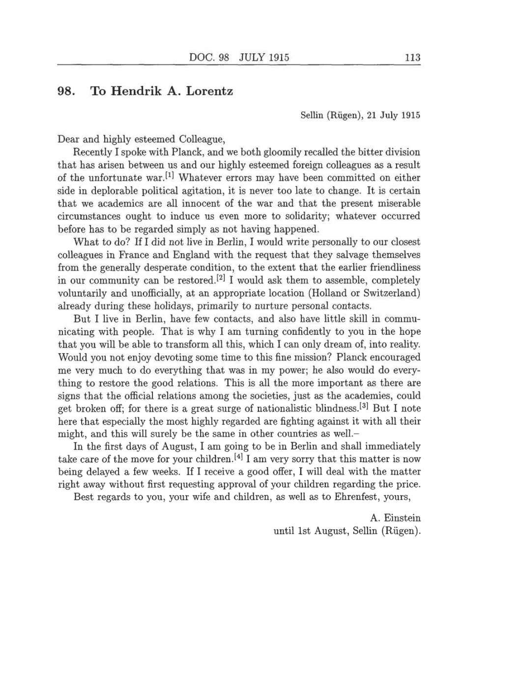 Volume 8: The Berlin Years: Correspondence, 1914-1918 (English translation supplement) page 113