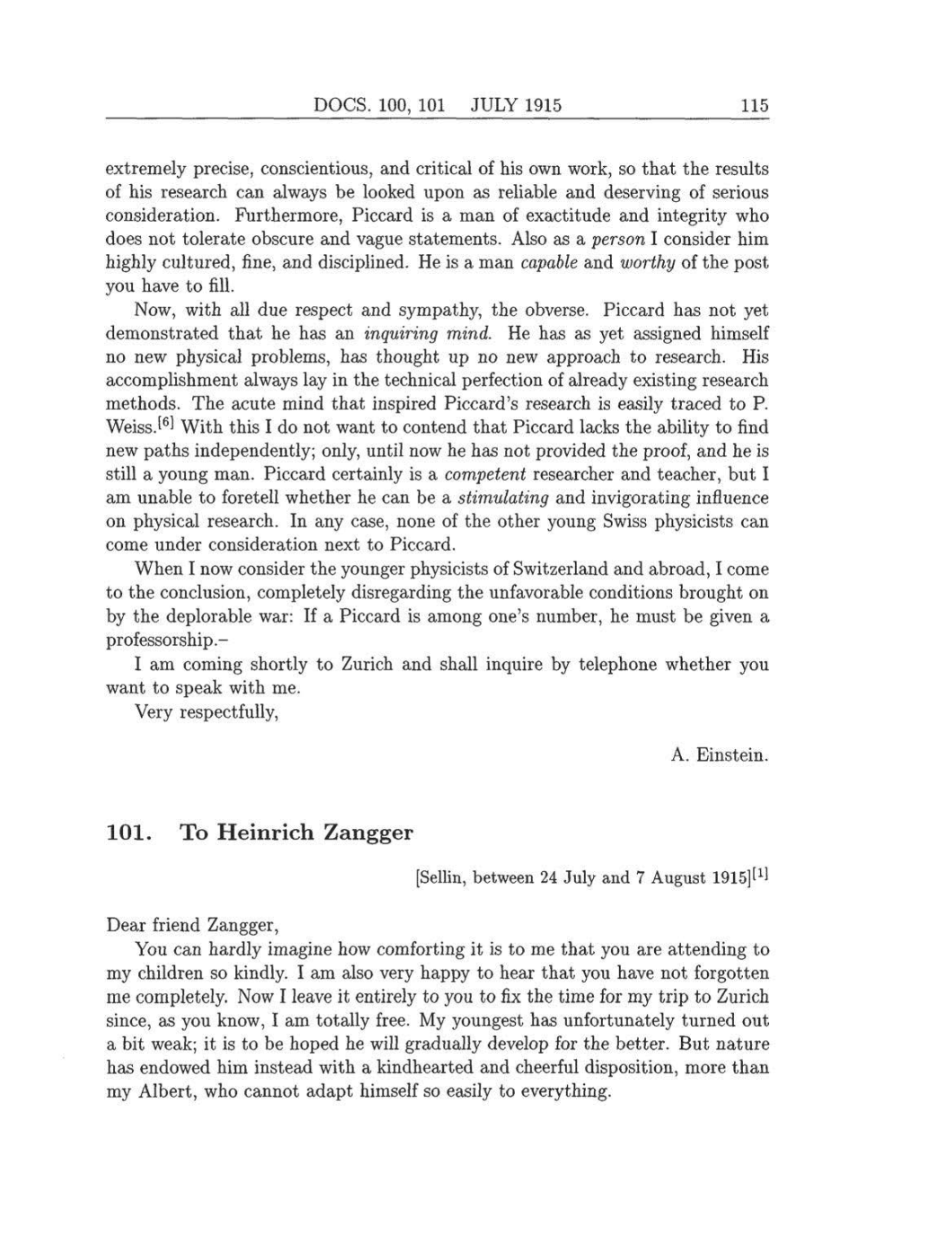 Volume 8: The Berlin Years: Correspondence, 1914-1918 (English translation supplement) page 115