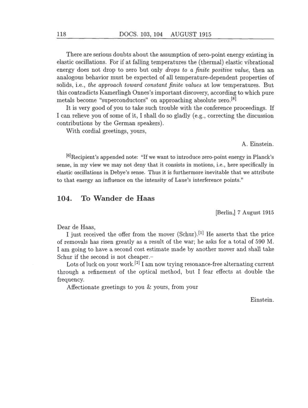 Volume 8: The Berlin Years: Correspondence, 1914-1918 (English translation supplement) page 118