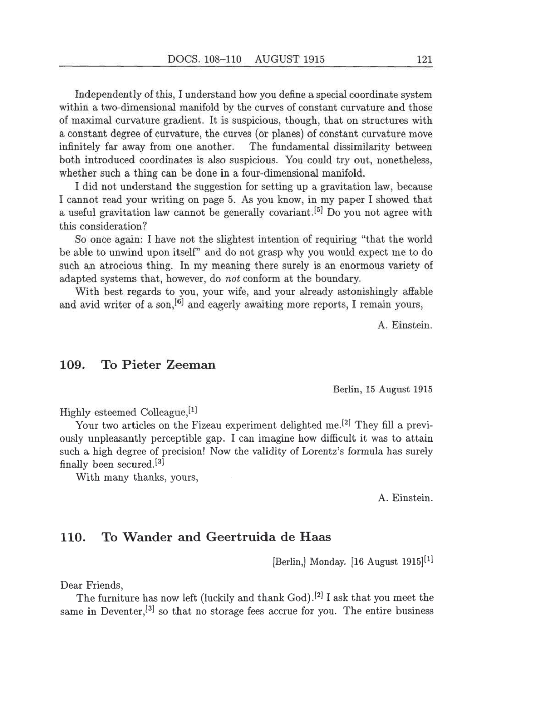 Volume 8: The Berlin Years: Correspondence, 1914-1918 (English translation supplement) page 121