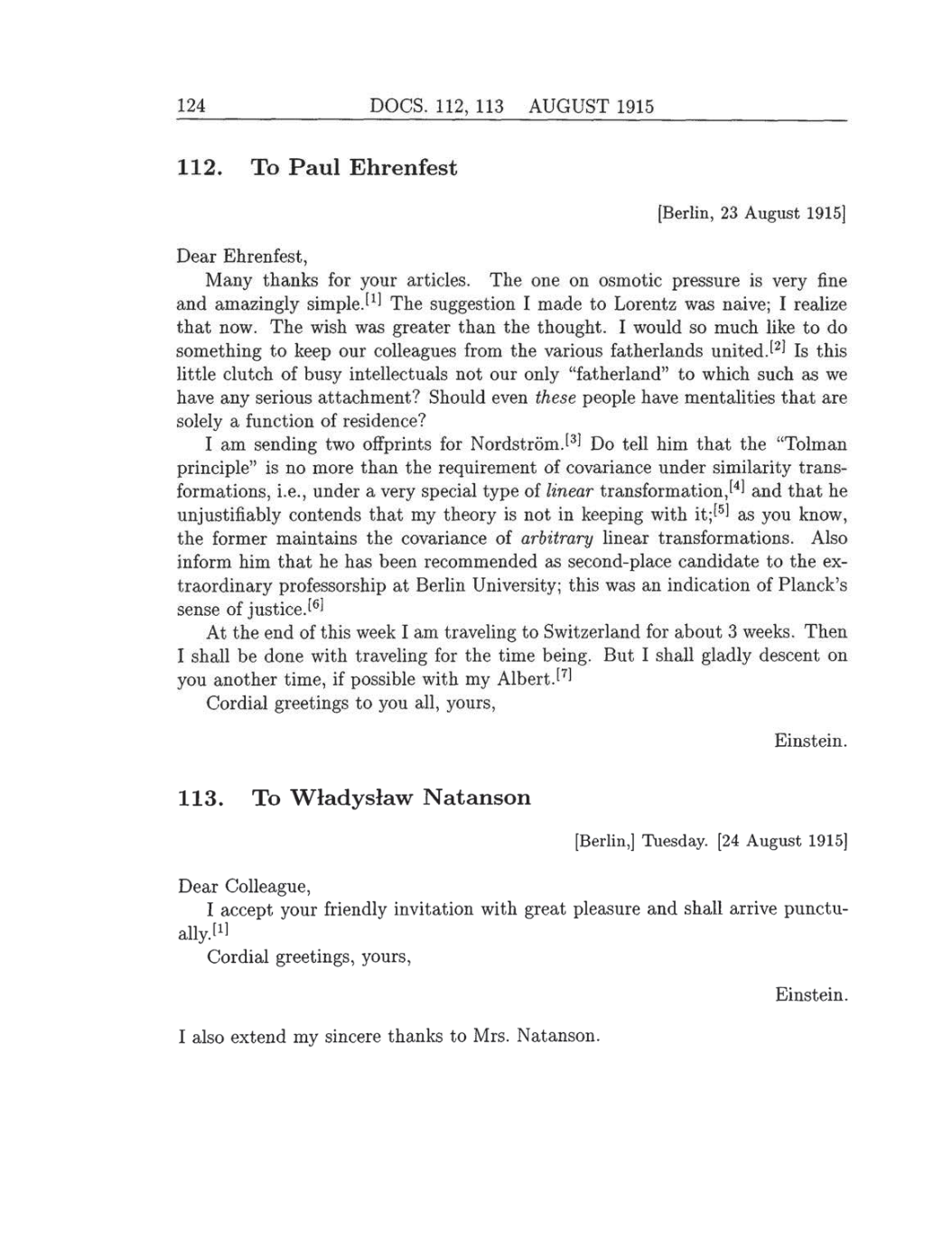 Volume 8: The Berlin Years: Correspondence, 1914-1918 (English translation supplement) page 124