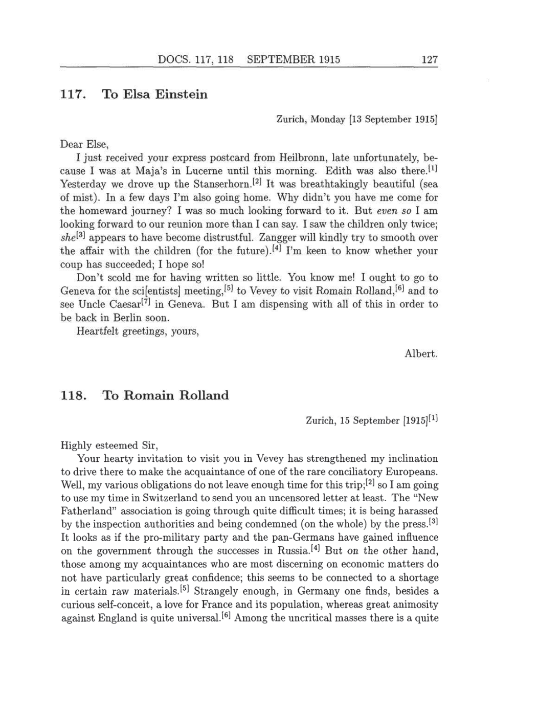 Volume 8: The Berlin Years: Correspondence, 1914-1918 (English translation supplement) page 127