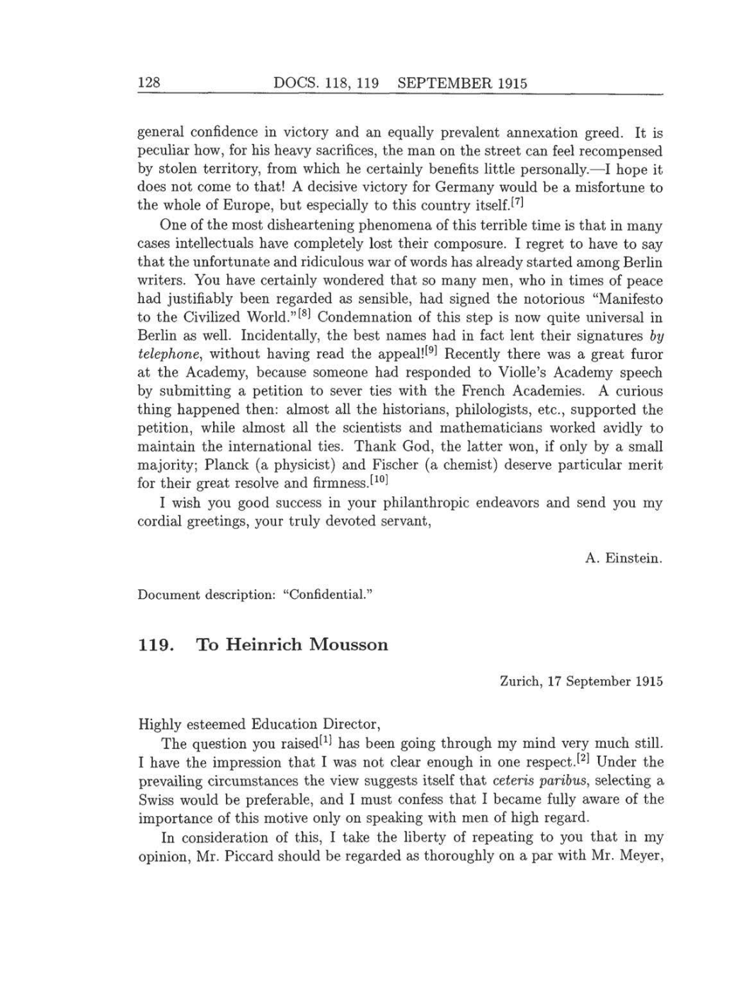 Volume 8: The Berlin Years: Correspondence, 1914-1918 (English translation supplement) page 128