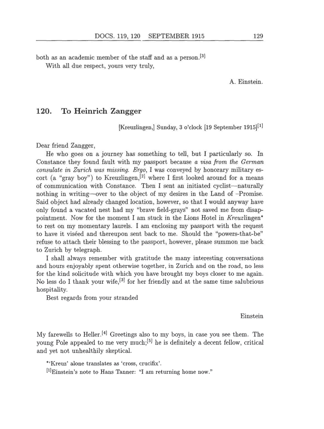 Volume 8: The Berlin Years: Correspondence, 1914-1918 (English translation supplement) page 129