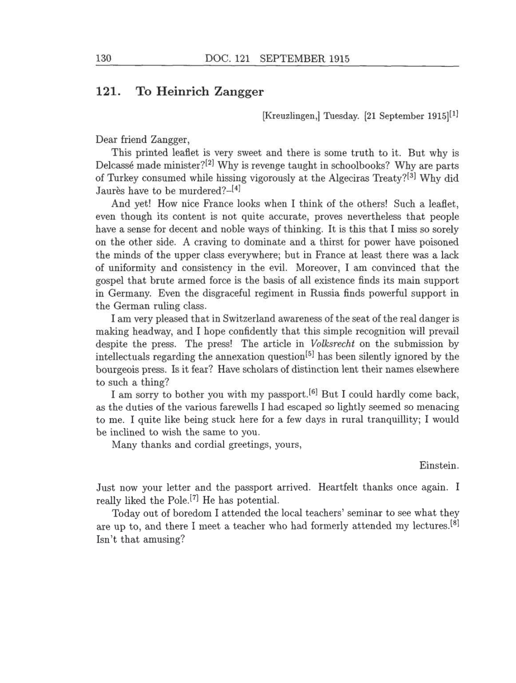 Volume 8: The Berlin Years: Correspondence, 1914-1918 (English translation supplement) page 130