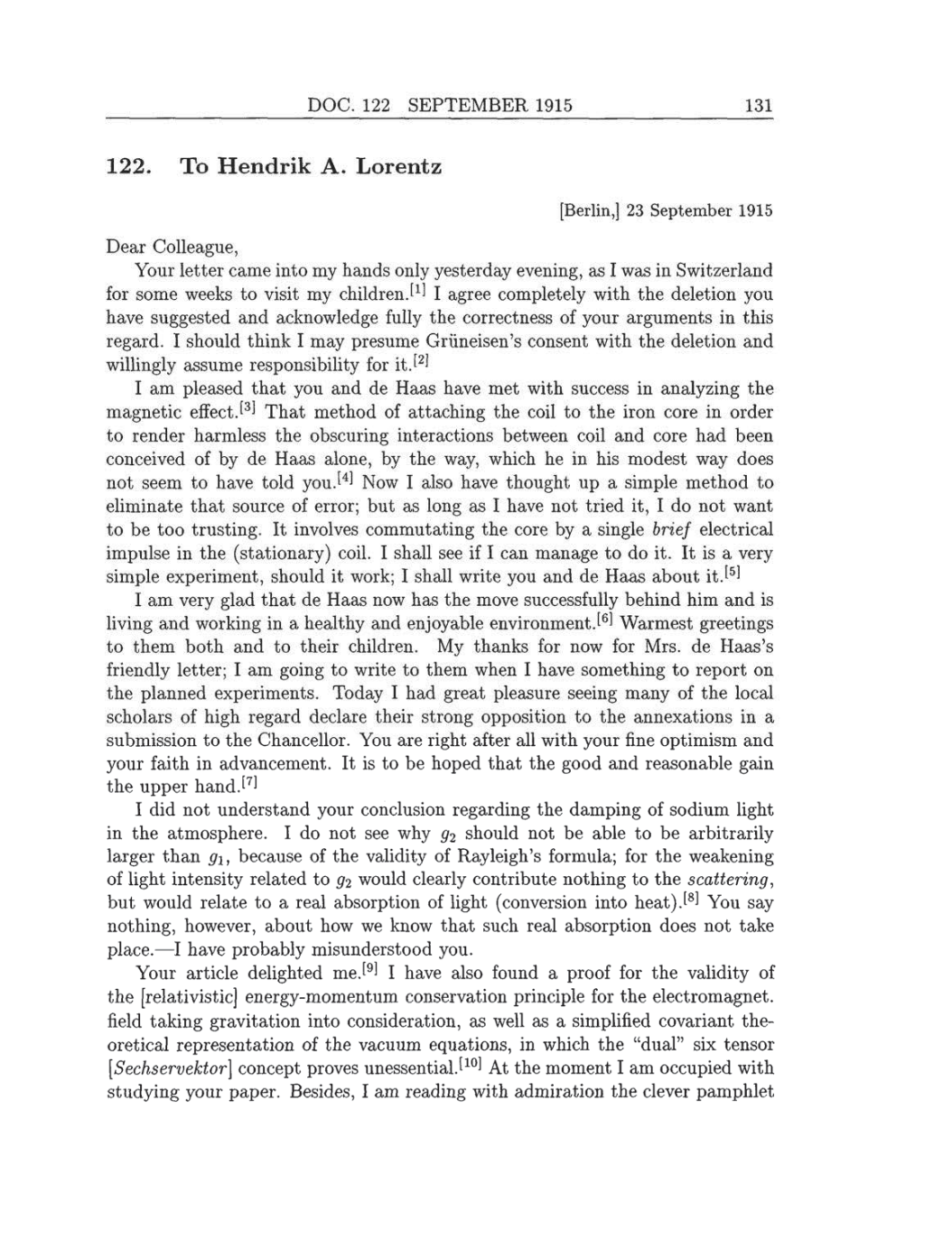 Volume 8: The Berlin Years: Correspondence, 1914-1918 (English translation supplement) page 131