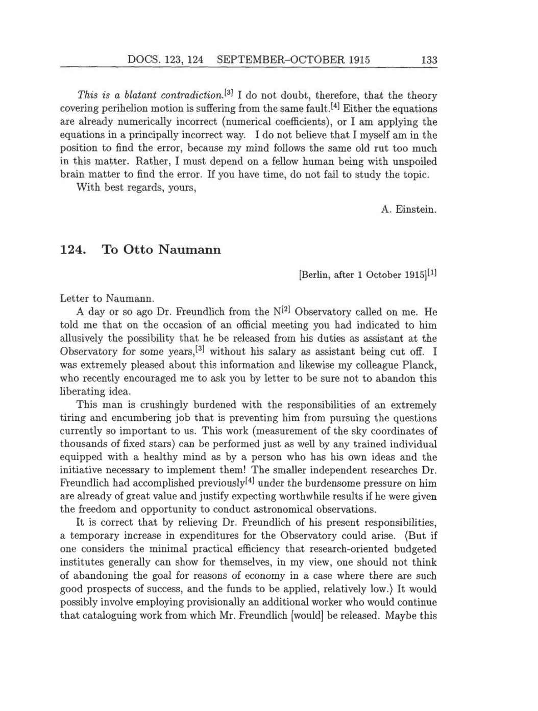 Volume 8: The Berlin Years: Correspondence, 1914-1918 (English translation supplement) page 133