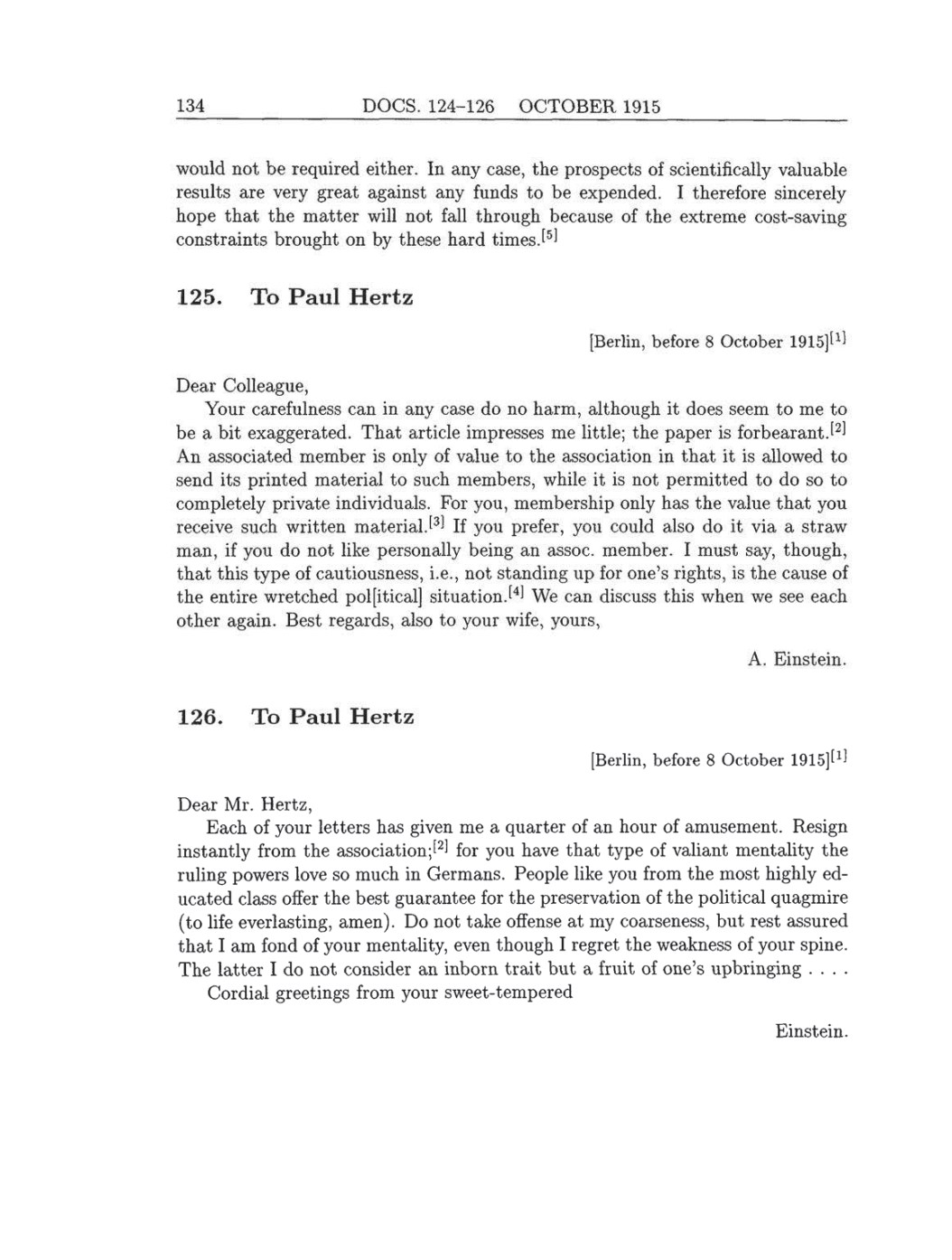 Volume 8: The Berlin Years: Correspondence, 1914-1918 (English translation supplement) page 134