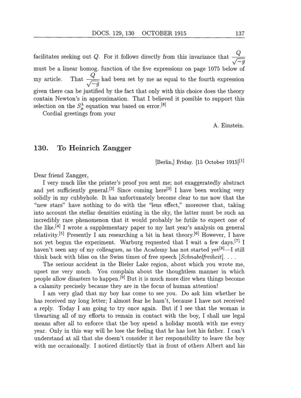 Volume 8: The Berlin Years: Correspondence, 1914-1918 (English translation supplement) page 137