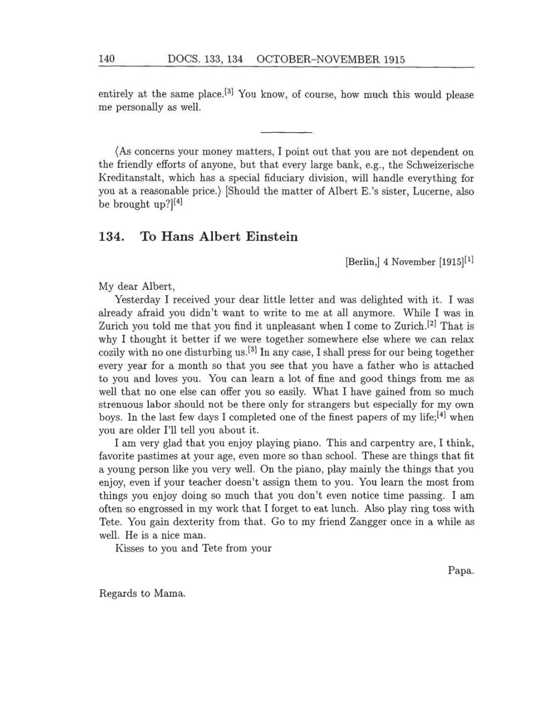 Volume 8: The Berlin Years: Correspondence, 1914-1918 (English translation supplement) page 140