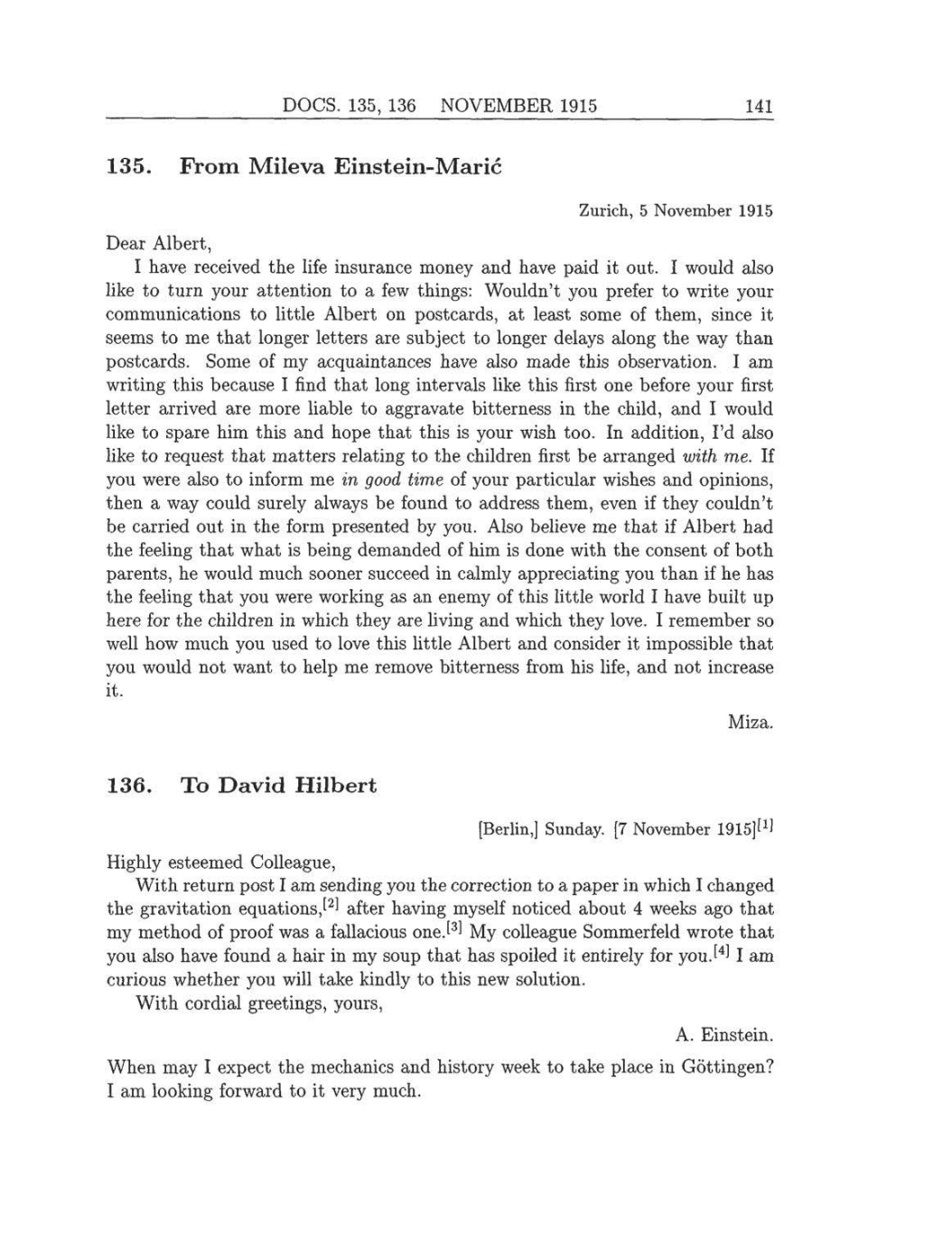 Volume 8: The Berlin Years: Correspondence, 1914-1918 (English translation supplement) page 141
