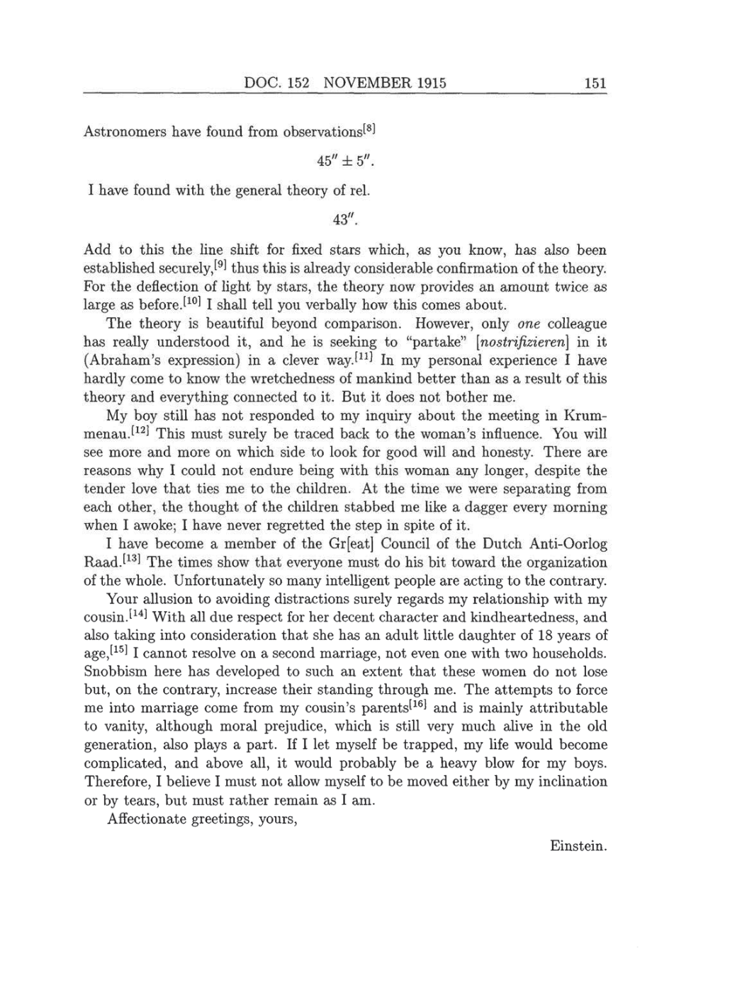 Volume 8: The Berlin Years: Correspondence, 1914-1918 (English translation supplement) page 151