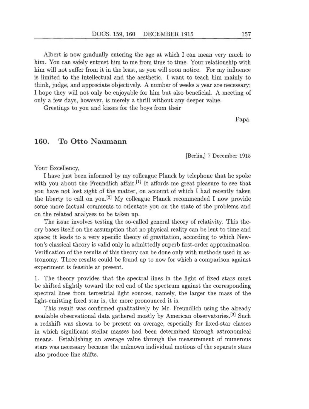 Volume 8: The Berlin Years: Correspondence, 1914-1918 (English translation supplement) page 157