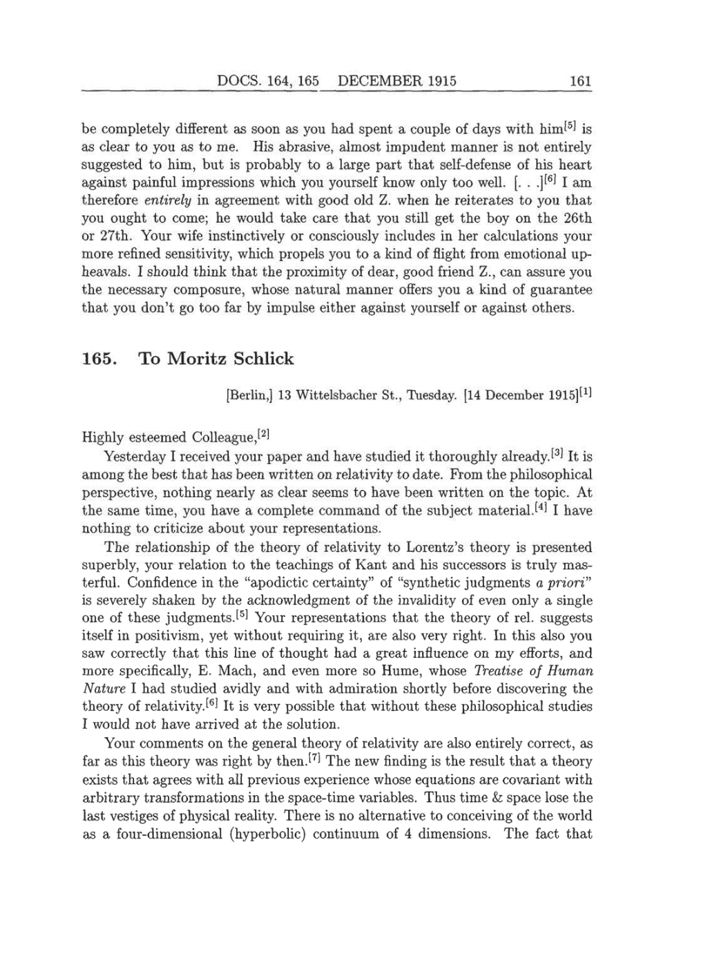 Volume 8: The Berlin Years: Correspondence, 1914-1918 (English translation supplement) page 161