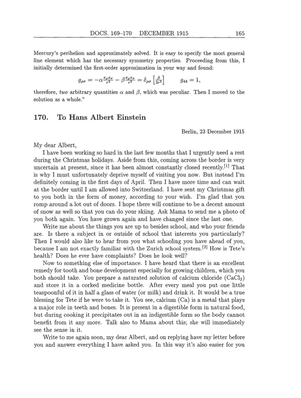 Volume 8: The Berlin Years: Correspondence, 1914-1918 (English translation supplement) page 165