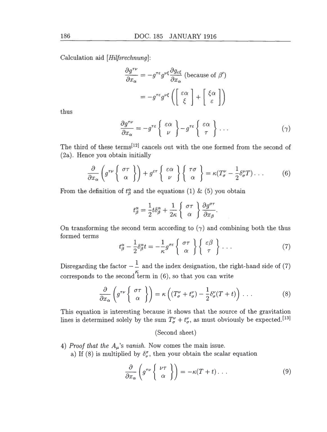 Volume 8: The Berlin Years: Correspondence, 1914-1918 (English translation supplement) page 186