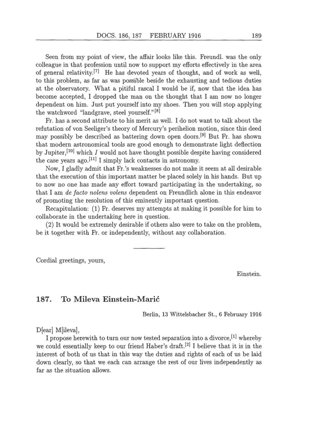 Volume 8: The Berlin Years: Correspondence, 1914-1918 (English translation supplement) page 189
