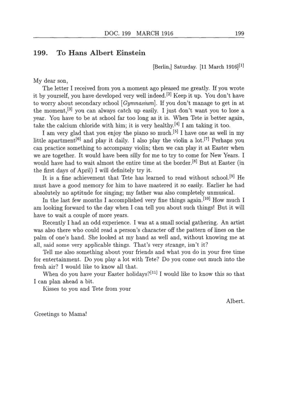 Volume 8: The Berlin Years: Correspondence, 1914-1918 (English translation supplement) page 199
