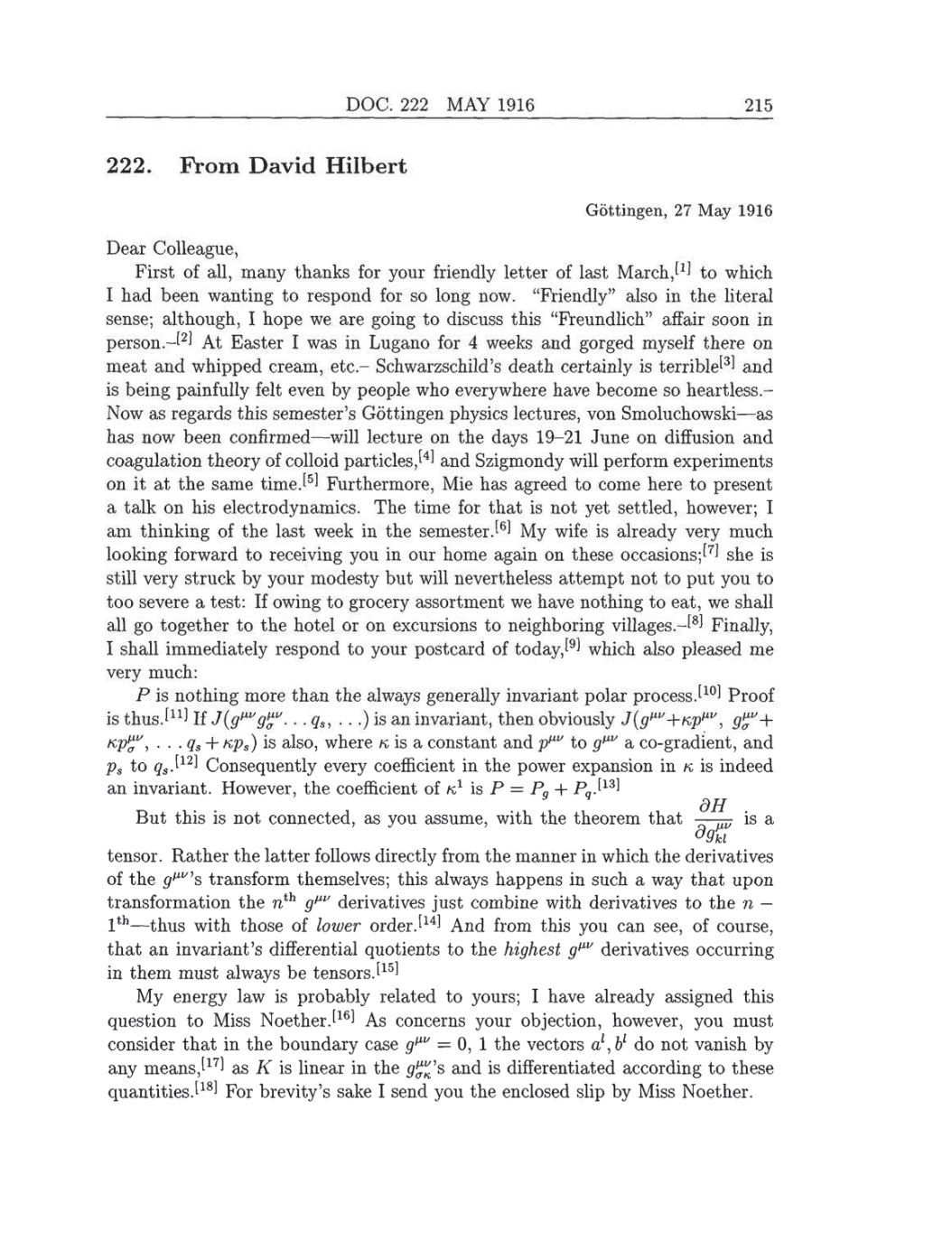 Volume 8: The Berlin Years: Correspondence, 1914-1918 (English translation supplement) page 215
