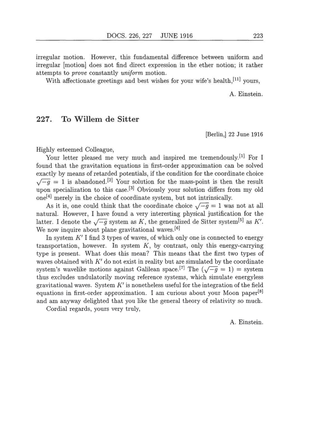 Volume 8: The Berlin Years: Correspondence, 1914-1918 (English translation supplement) page 223