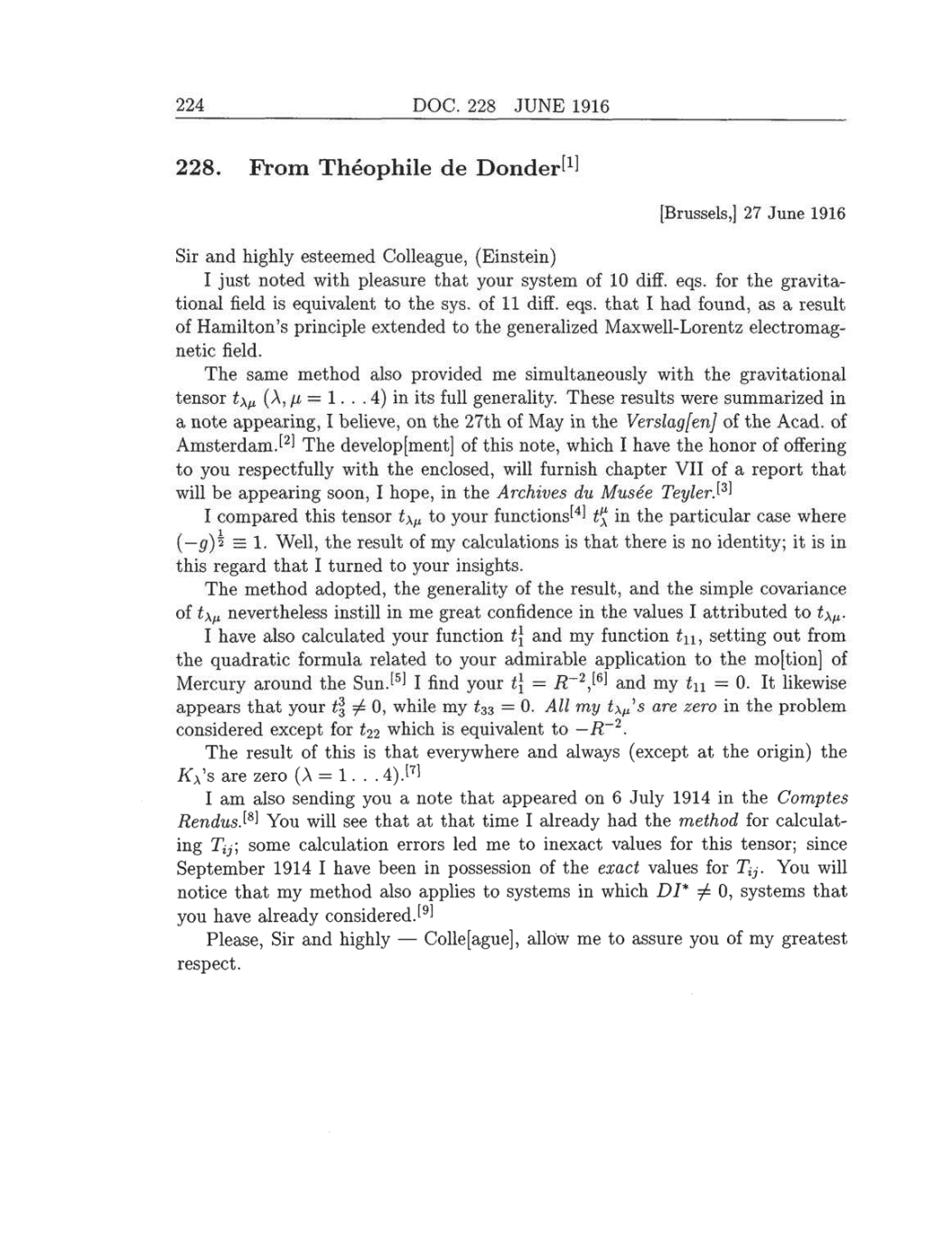 Volume 8: The Berlin Years: Correspondence, 1914-1918 (English translation supplement) page 224