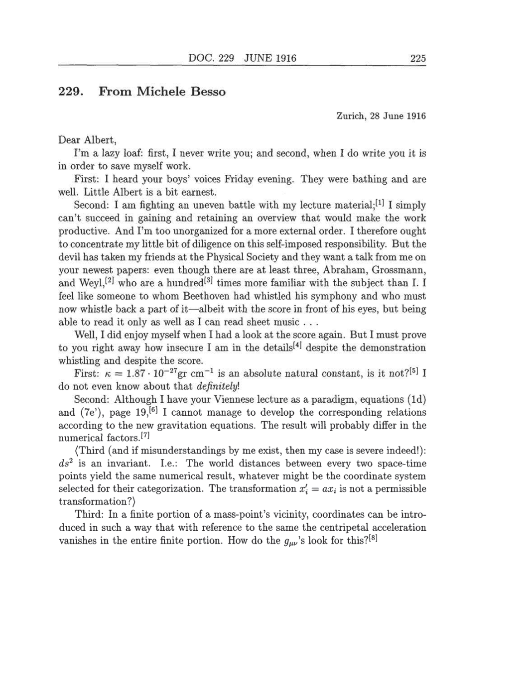 Volume 8: The Berlin Years: Correspondence, 1914-1918 (English translation supplement) page 225