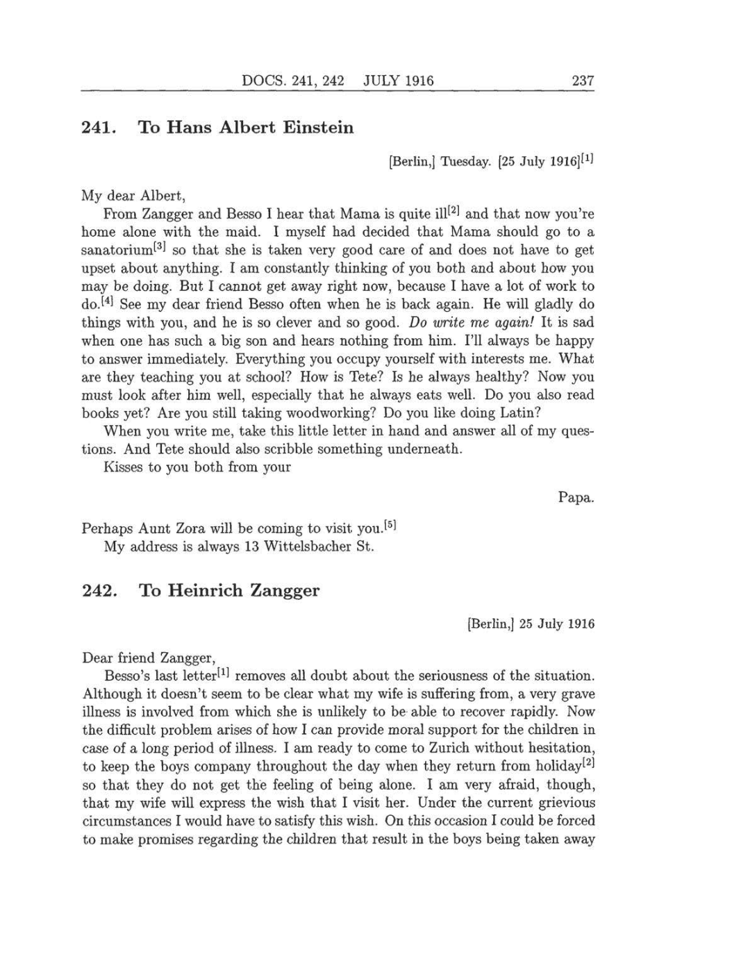 Volume 8: The Berlin Years: Correspondence, 1914-1918 (English translation supplement) page 237