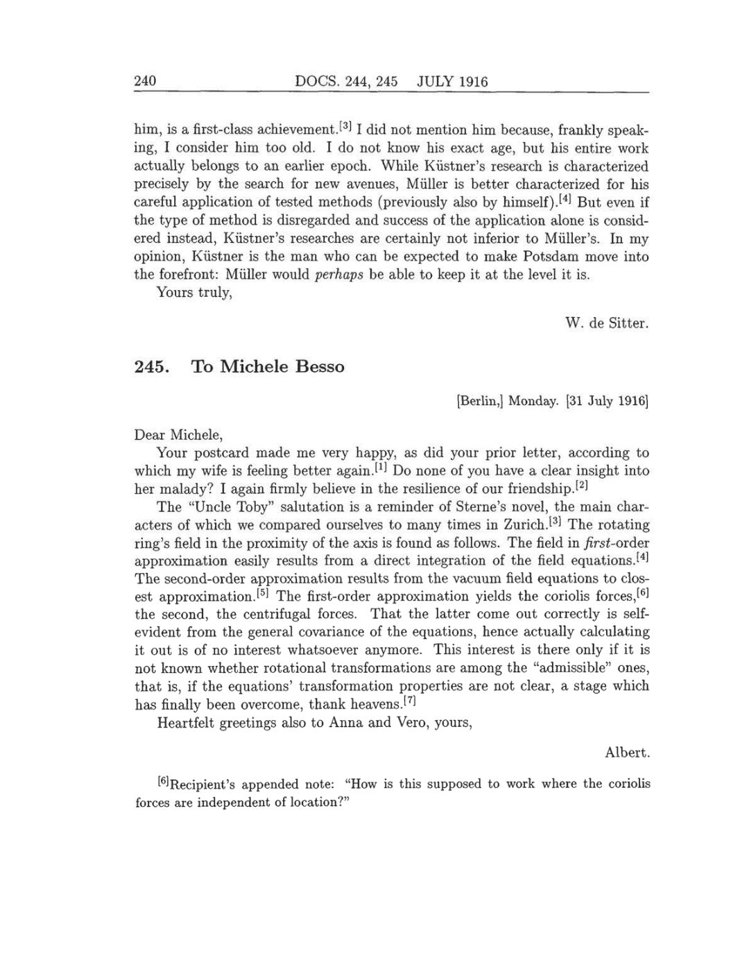 Volume 8: The Berlin Years: Correspondence, 1914-1918 (English translation supplement) page 240
