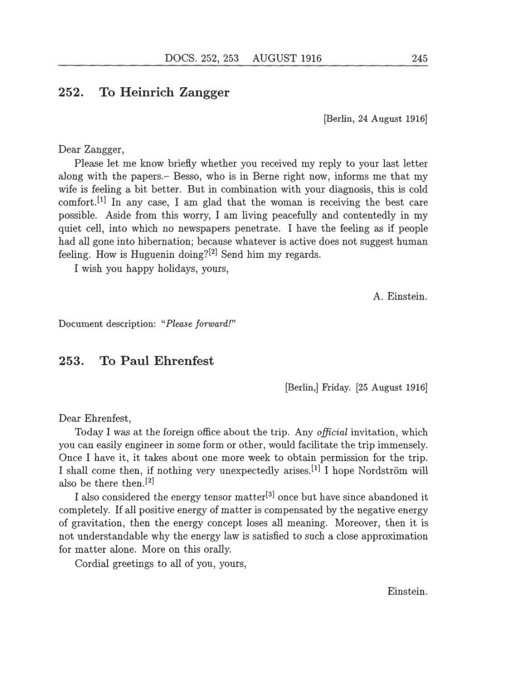 Volume 8: The Berlin Years: Correspondence, 1914-1918 (English translation supplement) page 245