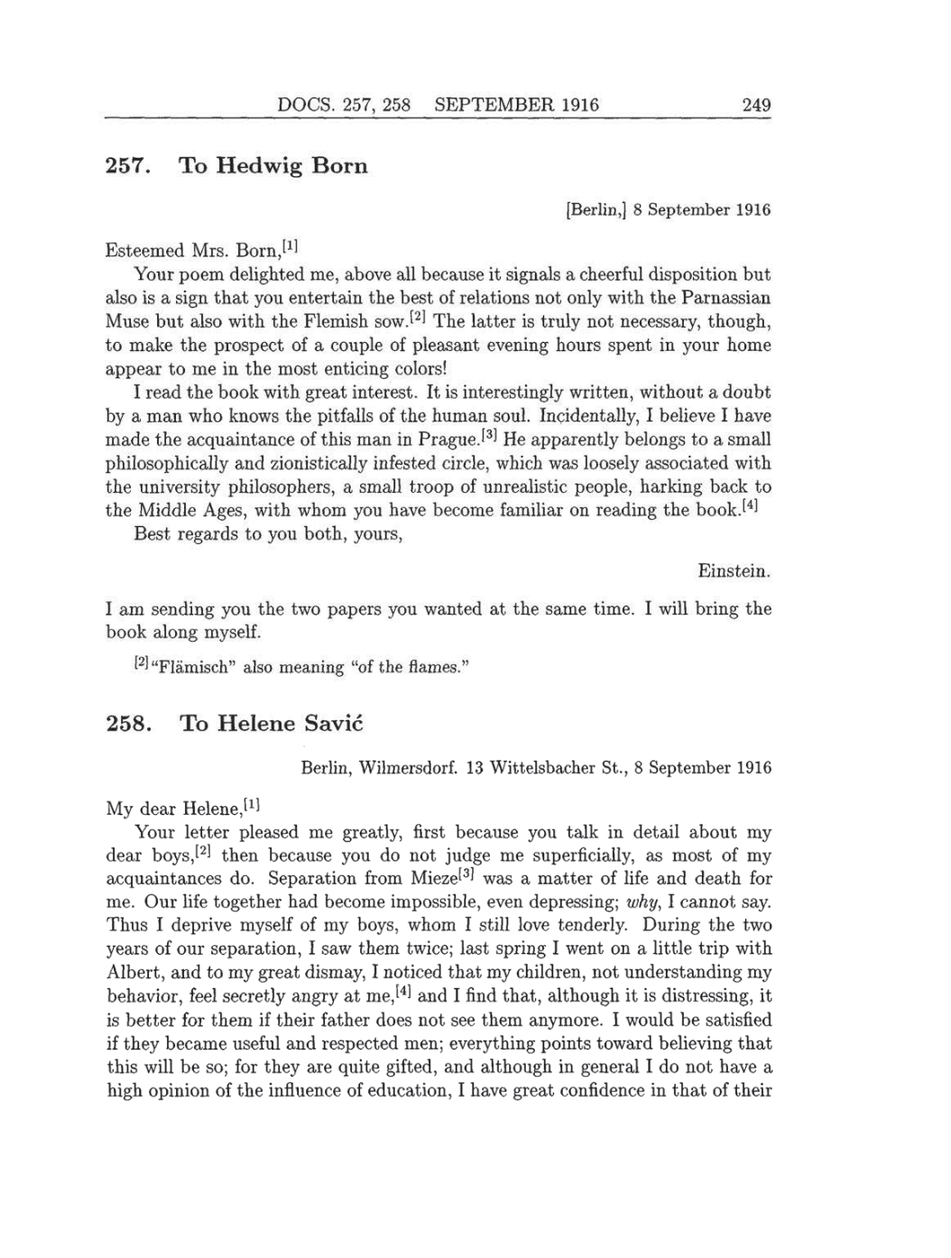Volume 8: The Berlin Years: Correspondence, 1914-1918 (English translation supplement) page 249