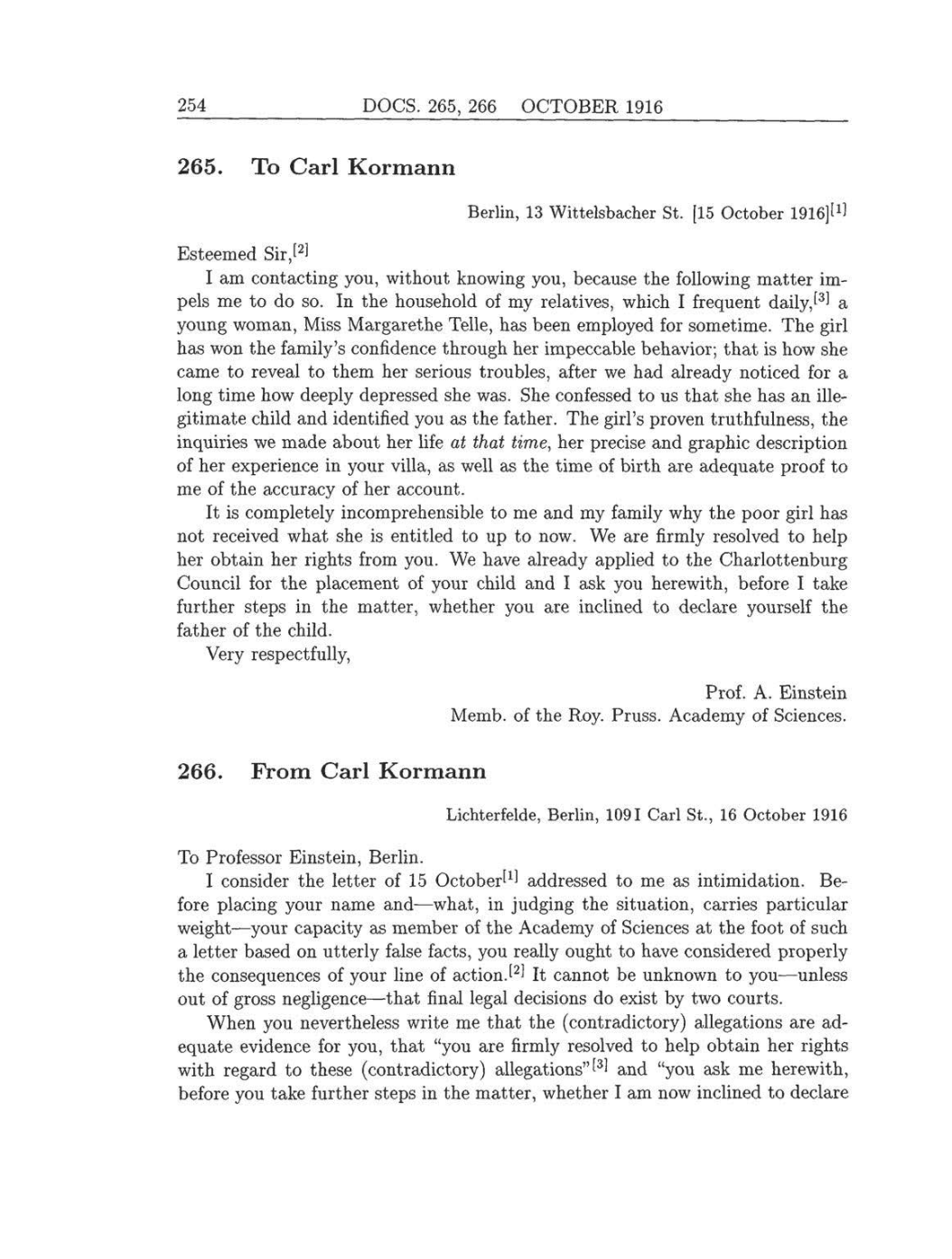 Volume 8: The Berlin Years: Correspondence, 1914-1918 (English translation supplement) page 254